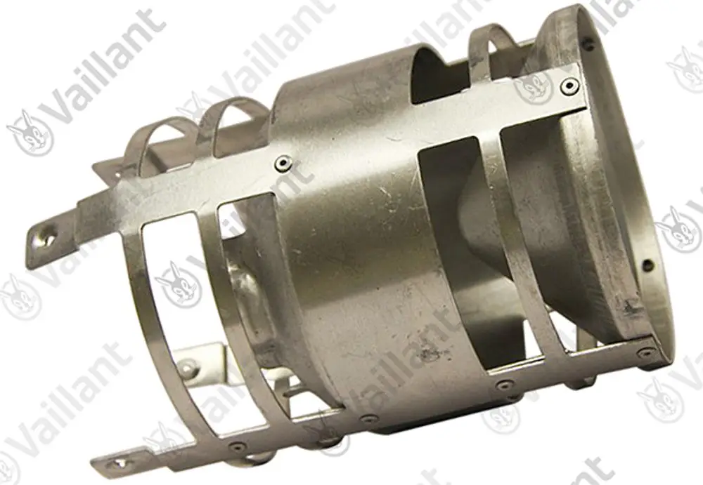 Metallisches Schutzgitter von Vaillant mit offenen Lamellen, konisch geformt, für einen spezifischen Gerätetyp.